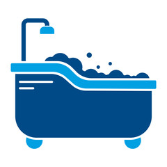 Modern Bathtub with Shower Icon - Bathroom and Hygiene Concept