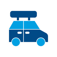 Travel Car with Roof Box Icon - Road Trip and Family Vacation