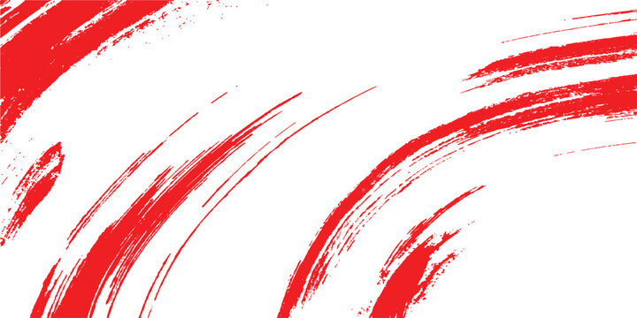 Dynamic red brush strokes and ink swashes, abstract grunge paint texture vector illustration background.