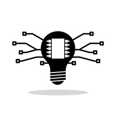 Smart technology light bulb icon with shadow