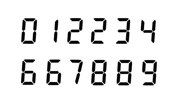Digital numbers vector set 0-9 7-segment style