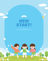 새학기 어린이 학생 일러스트 템플릿 01
