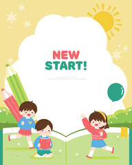 새학기 어린이 학생 일러스트 템플릿 02
