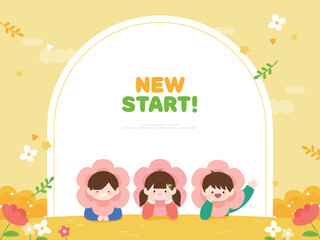 새학기 어린이 학생 일러스트 템플릿 06
