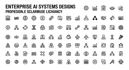 Enterprise AI Systems Icons: Business, Technology, Data & Strategy