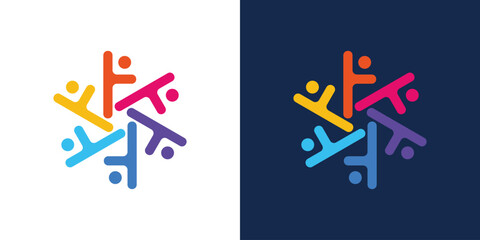 Dual meaning logo combining unity and people elements, symbolizing togetherness, collaboration, trust, and strong collective relationships in a modern design.