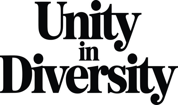 A stylized typographic representation of the phrase unity in diversity