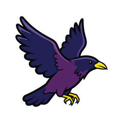 Obraz premium A purple bird in flight with wings spread