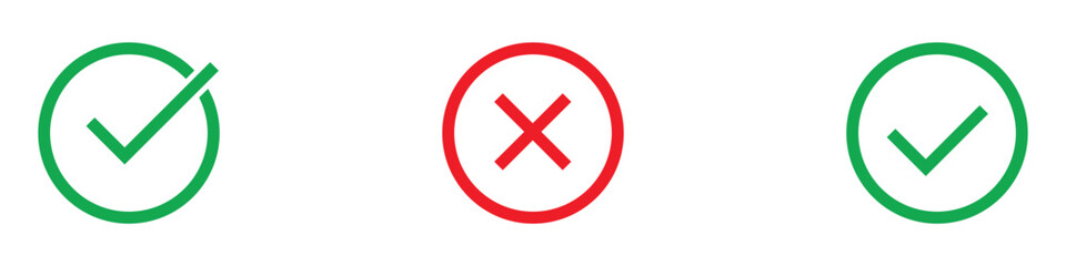 Obraz premium Green check marks and red cross icon vector. correct and incorrect option symbol. vector illustration.