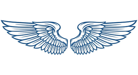 Fototapeta premium A pair of blue wings on transparent background.