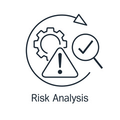 Risk analysis. Thinking through actions.Vector linear icon illustration isolated on white background.