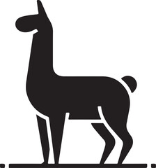 Fototapeta premium Simple Stylized Black Silhouette Llama or Alpaca Standing in Profile Vector Illustration, Isolated Animal Icon on White Background