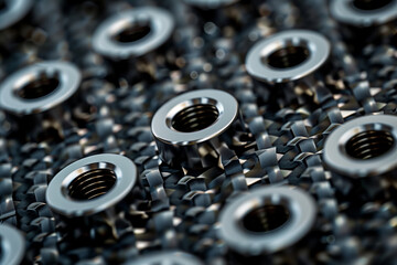 Obraz premium Premium carbon fiber weave and titanium bolts industrial texture
