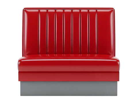 Red retro diner booth seat isolated on transparent background