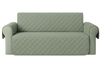 Fototapeta premium Sage green quilted sofa with diamond pattern