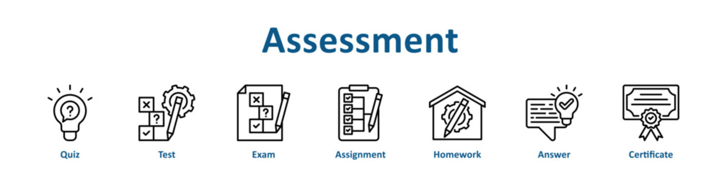 Assessment icon banner line art collection