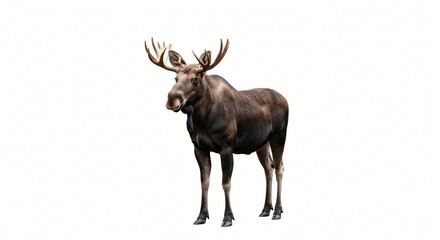 High-resolution moose isolated on a solid white background, clean cutout for websites, presentations, education, advertising, and digital design.