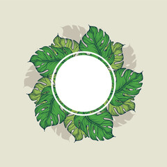 Vibrant Tropical Floral Border with Exotic Leaves and Mandalas.
