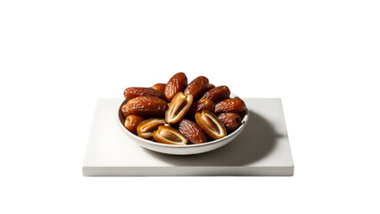 Obraz premium A bowl of roasted chestnuts on a white plate