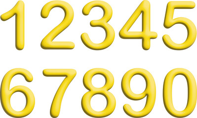 Bright yellow numbers one through zero are prominently displayed against a solid black background