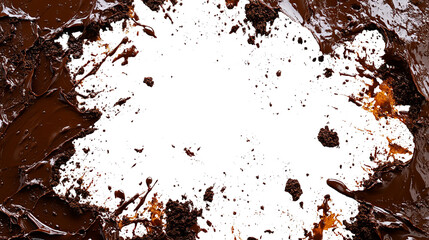 A swirl of dark, rich chocolate engulfing an empty, irregular black space