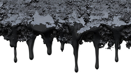 Close-up of dark substance dripping from a textured surface