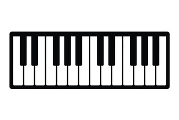 Fototapeta premium Piano keyboard keys icon silhouette musical instrument for performance and composition isolated on white background representing music theory and classic melody