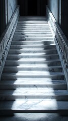 Obraz premium Ascending marbled staircase illuminated by a celestial ray of light