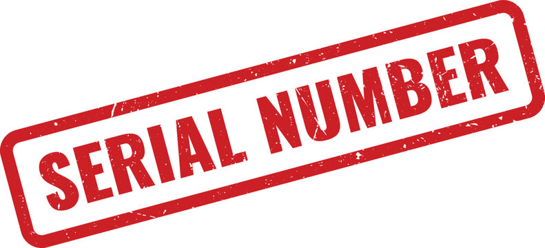 Red Serial Number Rubber Stamp on White Background Indicating Product Identification