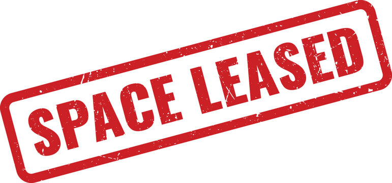 Red Space Leased Rubber Stamp on White Background Indicating Rented Property