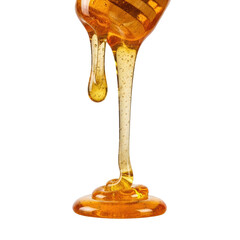Vibrant kitchen action close-up of dripping honey photography isolated on transparent background