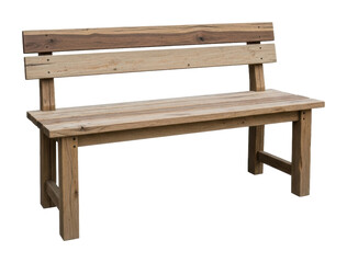 Wooden bench in park outdoor furniture natural setting relaxation isolated on transparent background