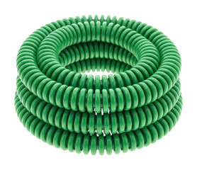 Coiling green rubber bands office supplies studio close-up utility isolated on transparent background