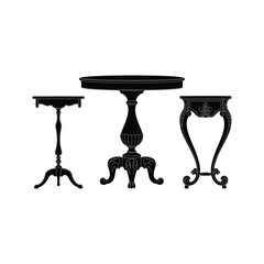 Vintage Table Silhouette Vector Set Elegant Classic Furniture Designs
