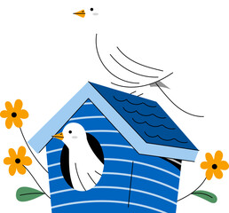 Birds Cage with Flower Illustration