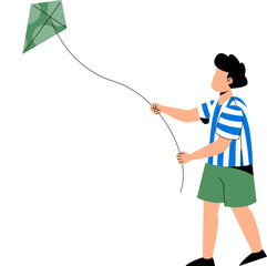 Boy Playing Kites Illustration