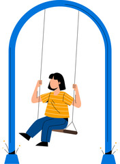 Girl Playing Swing Illustration