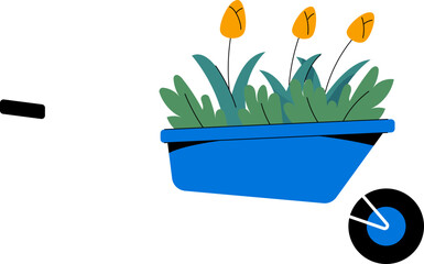 Wheelbarrow with Flower Illustration