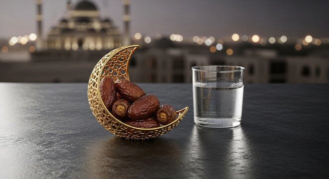 Elegant Ramadan Iftar with Dates and zam zam Water