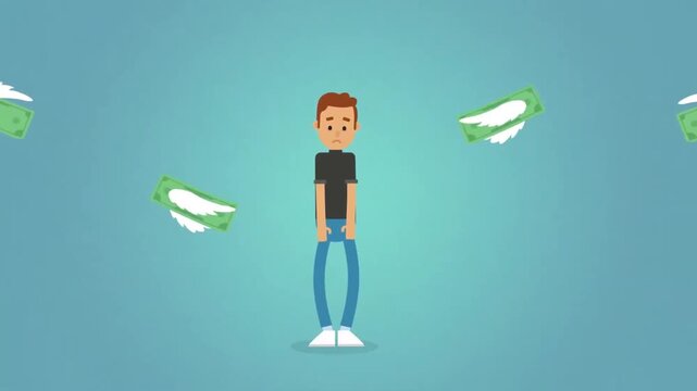 Happy dancing man animation showing joy and positive energy, freedom lifestyle concept, fun movement, cheerful emotion, flat 2D cartoon