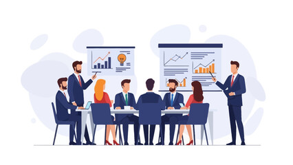 Business Meeting with Presentation and Charts