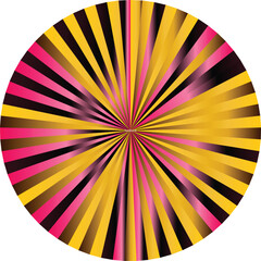Fototapeta premium Radial burst pattern abstract geometric background with pink yellow and black stripes vibrant graphi