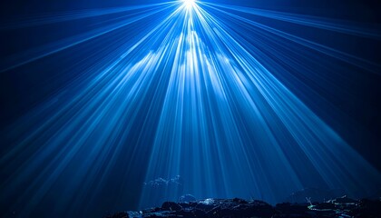 Intense blue light beams streaming down from an unknown source
