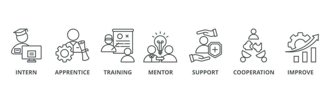 Trainee banner web icon vector illustration concept