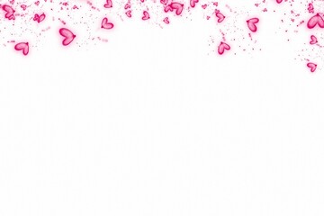 Romantic Glowing Pink Heart Light Sparkle Decoration On White Background