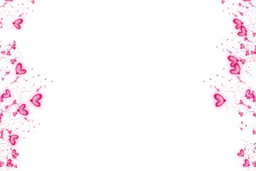 Romantic Glowing Pink Heart Light Sparkle Decoration On White Background