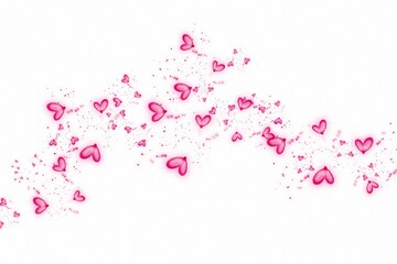 Romantic Glowing Pink Heart Light Sparkle Decoration On White Background