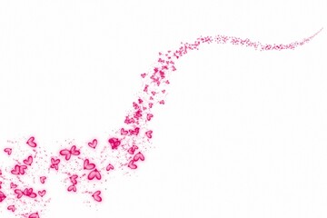 Romantic Glowing Pink Heart Light Sparkle Decoration On White Background