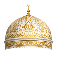 Ornate golden and white dome isolated on a black background