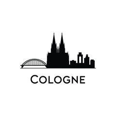 Minimalist silhouette of cologne germany featuring the cathedral and bridge © MDANTOR